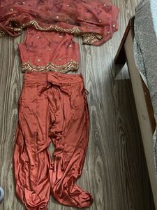 stitched boutique Stunning Orange dhoti Choli Set