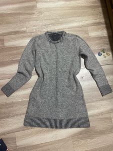 Cozy Grey Knit Sweater Dress