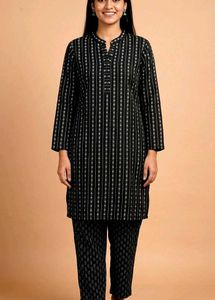 🖤🤍 Black Printed Kurta Set