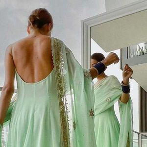 Elegant Mint Green Anarkali Suit Set