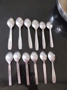 Set of 12 Stainless Steel Spoons