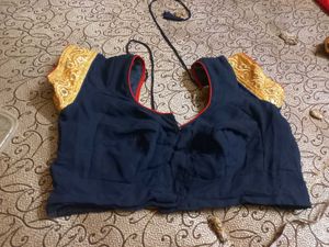 Stunning orange and Navy Blue Saree