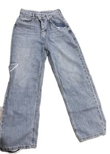 Light Wash Distressed Wide Leg Jeans