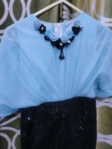 Sparkling Blue &amp; Black Party Gown