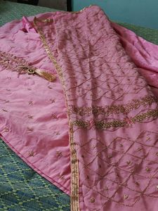 Pink Embroidered Kurta with Dupatta