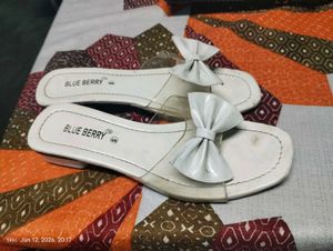 White Bow Slip-On Sandals
