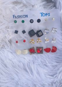 12 Pcs Studs Multicolour For Girls