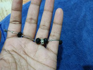 Metal Bracelets Two And One Balck Bead With Chain Bracelet