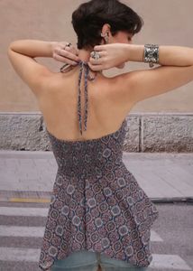 Boho Print Smocked Halter Top