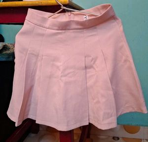 Baby pink pleated mini skirt/High waist