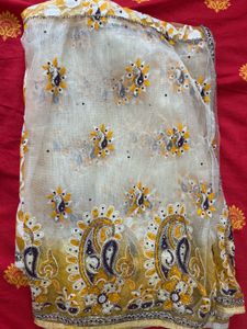 Elegant Embroidered Net Saree