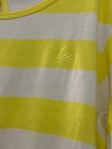 Beautiful White N Yellow Striped UCB Dress