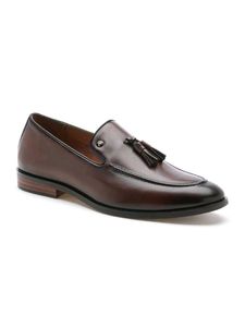 Arrow Men's Brown Leather Tassel Loafers