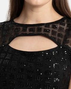 Sequin Black Keyhole Top