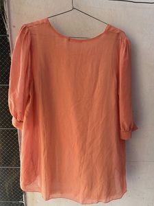 Flowy Orange &amp; Cream Layered Top