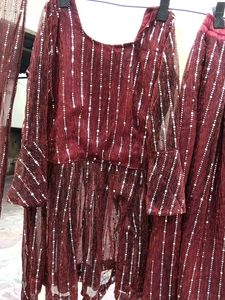 Maroon Sequin Lehenga Set