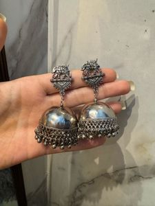 Elegant Silver Elephant Jhumka Earrings