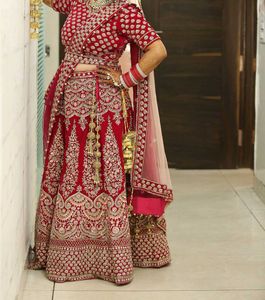 Hot Pink Heavy Embroidered Bridal Lehenga