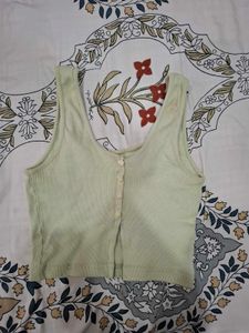 Ribbed Button-Up Tank Top