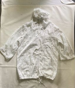White Floral Button-Up Hooded Top
