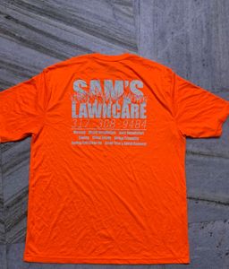 Orange "Sam's Lawn Care" T-Shirt
