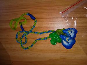 Boho Blue Flower Pendant Necklace
