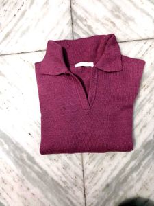 Burgundy Knit Pullover Sweater
