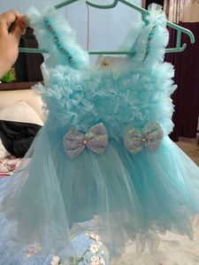 Beautiful Blue Tulle Dress with Bows