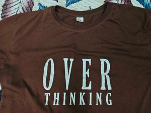 Brown 'Overthinking' Graphic T-Shirt