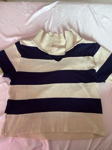 Striped V-Neck half Sleeve Top