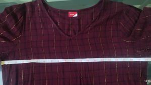 Maroon gold lurex stripe tops.