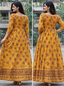 3/4th Yellow Floral Print gown