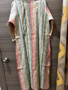 Elegant Striped Kurta with Embellishments
