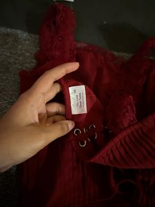 Burgundy Lace Corset Top with tag
