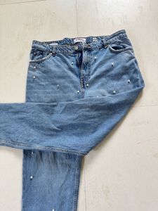 Pearl Embellished Denim Jeans