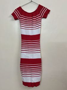 Red &amp; White Striped Bodycon Dress