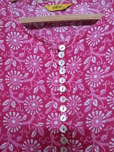 Pink Floral Print Kurta