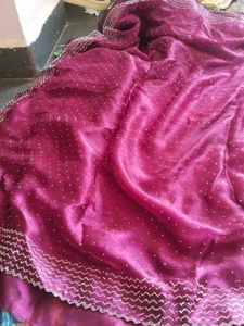Elegant Silk Saree with Pearl Embellishments