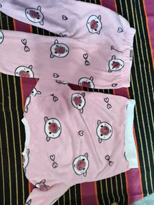 Cute Pink Pajama Set with Cartoon Print