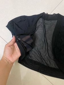 Sheer Black Cropped Cardigan