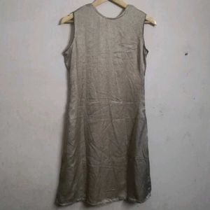 Embroidered Sleeveless Satin  kurta