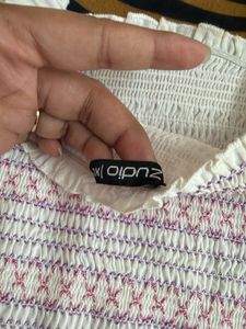 Smocked Eyelet Crop Top