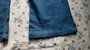 Blue Denim Flare Pants with Pockets
