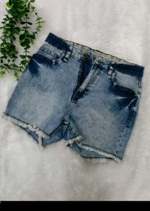 Distressed Frayed Denim Shorts