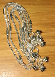4 combo of Elegant Silver Anklet with Bells