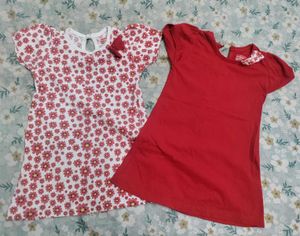 2 Girls Dresses - Red & Floral