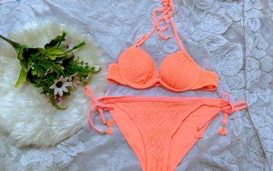 Coral Crochet Bikini Set