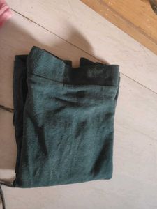 Green Crew Neck Long Sleeve Top with Pocket