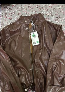 Stylish Brown Faux Leather Jacket