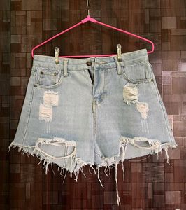 Distressed Denim Shorts